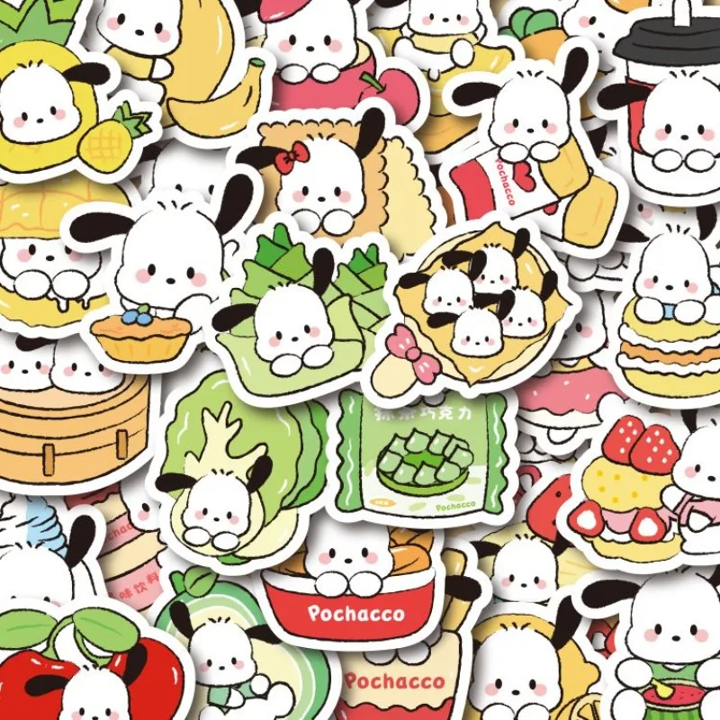 100PCS Sanrio Cartoon Cute Pochacco Food Stickers Refrigerator Cell Phone Case Laptop Guitar Computer Stickers Wholesale