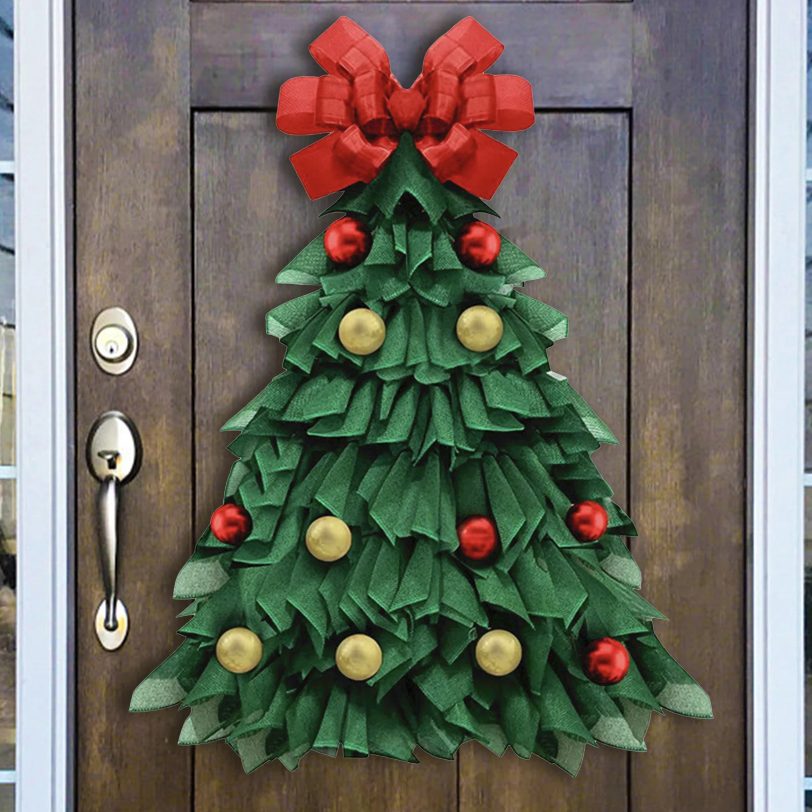 

Lovely Handmade Christmas Tree Wreath Easy Care Rustic Wall Hanging Simulation Tree For Christmas Party Home Decorations