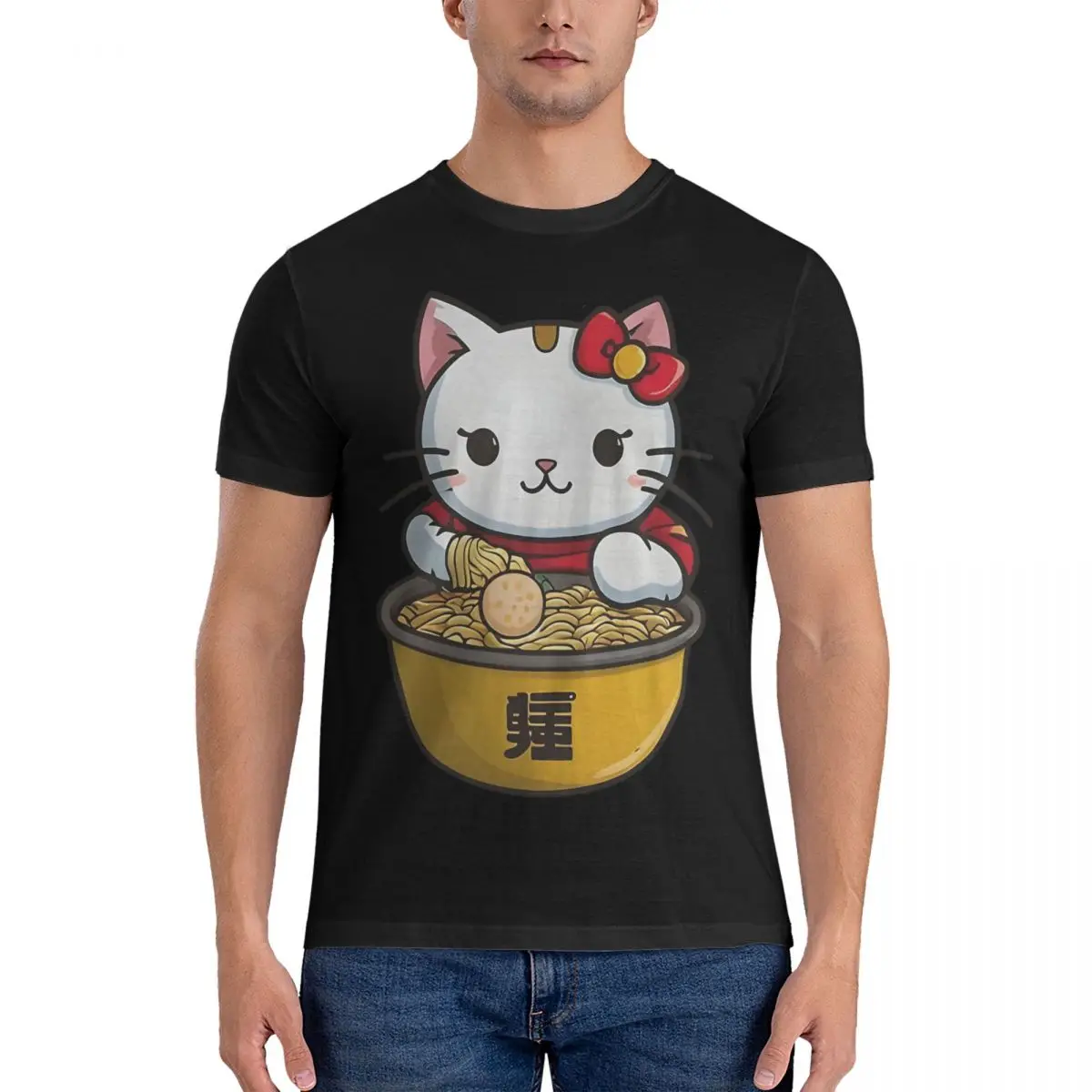 Leisure Bestt Hellokitty T-Shirts for Men Round Neck 100% Cotton T Shirt Sanrio Short Sleeve Tees New Arrival Clothing