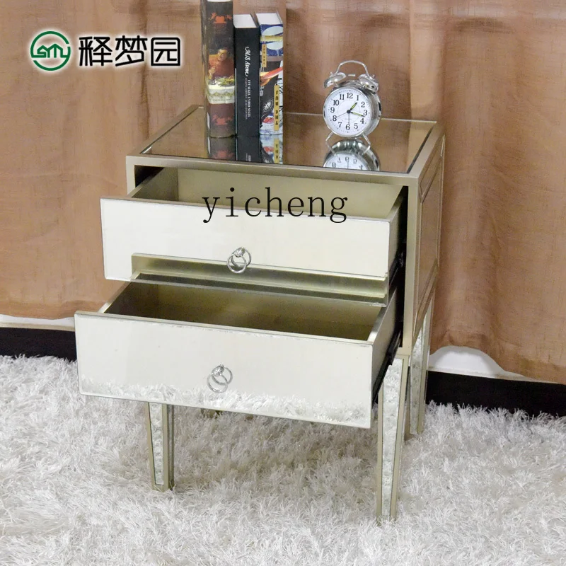 

ZZ mirror furniture glass bedside table locker multi-functional neoclassical
