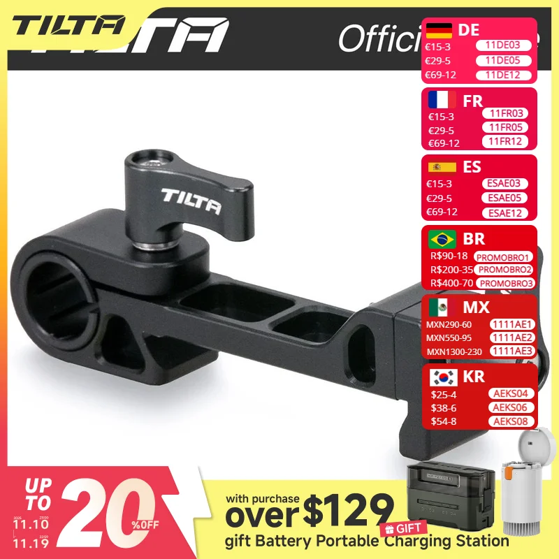 TILTA TGA-SRA 15mm Single Rod Attachment for Manfrotto Extender Plate for DJI RS 2 Ronin RS2 RS3 pro RS3 RS4 Gimbal Stabilizer