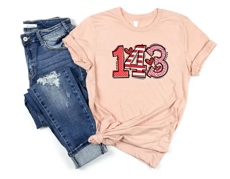 143 Valentines Day shirt, I love You Shirt, Happy Valentines Day Shirt, Couples Matching Gift Cute gift for her 100% Cotton y2k
