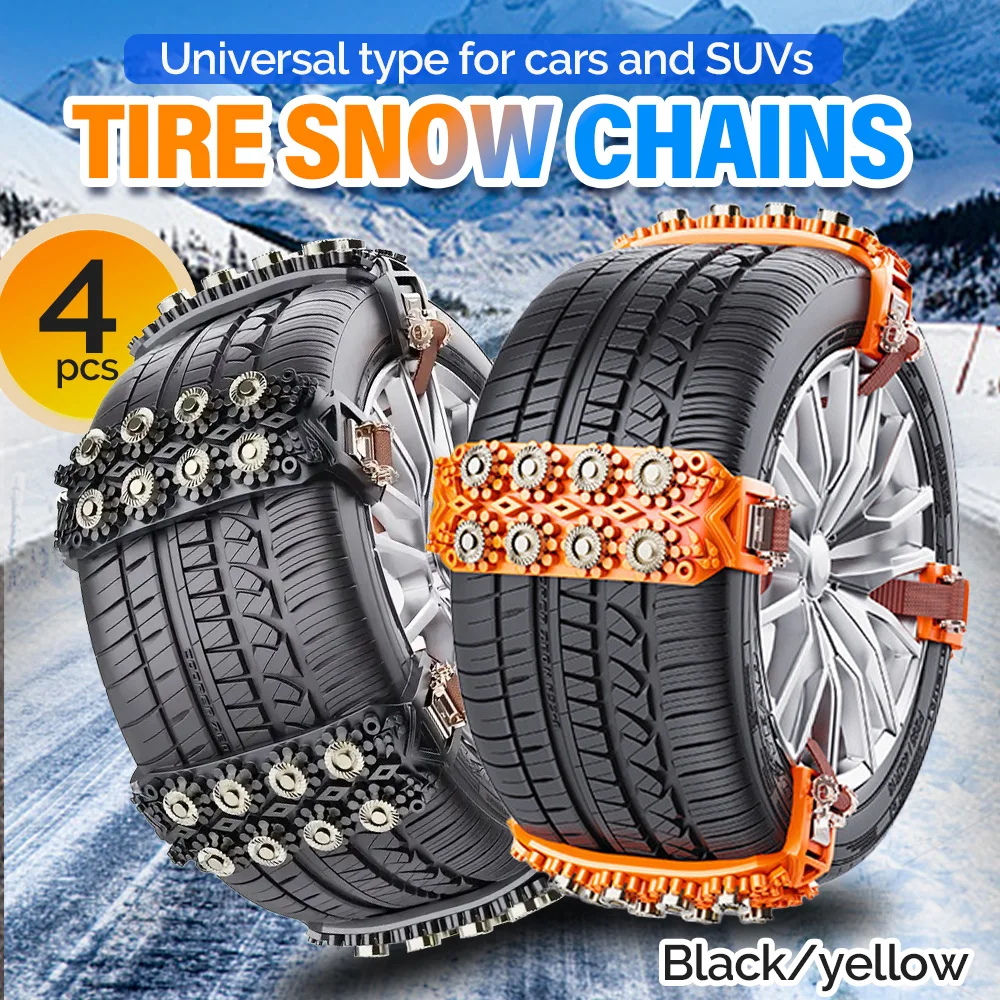 

4pcs car tire anti-skid chain set All-Terrain Snow Traction Chains Universal for SUVs Cars Off-Road Vehicles Tire Accessories