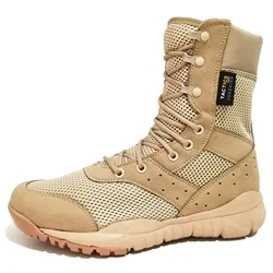 Summer Breathable Desert Hiking Boots Men's High Top Outdoor Mountaineering Light Tactical Boots Fashion Mesh Motorcycle Boots