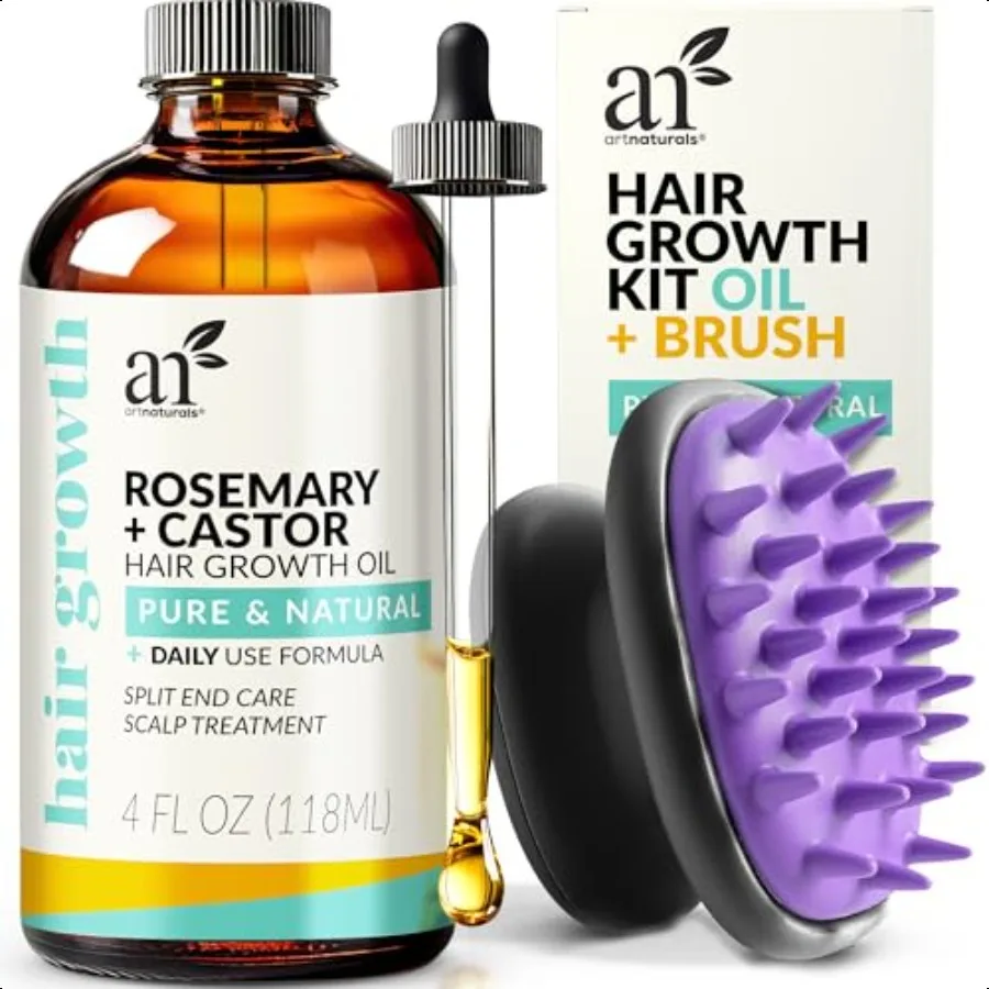 

Organic Rosemary Castor Hair Growth Oil + Scalp Massager Set Hair Styling Oils for Dry Itchy Scalp Thickening Hydration Scalp O