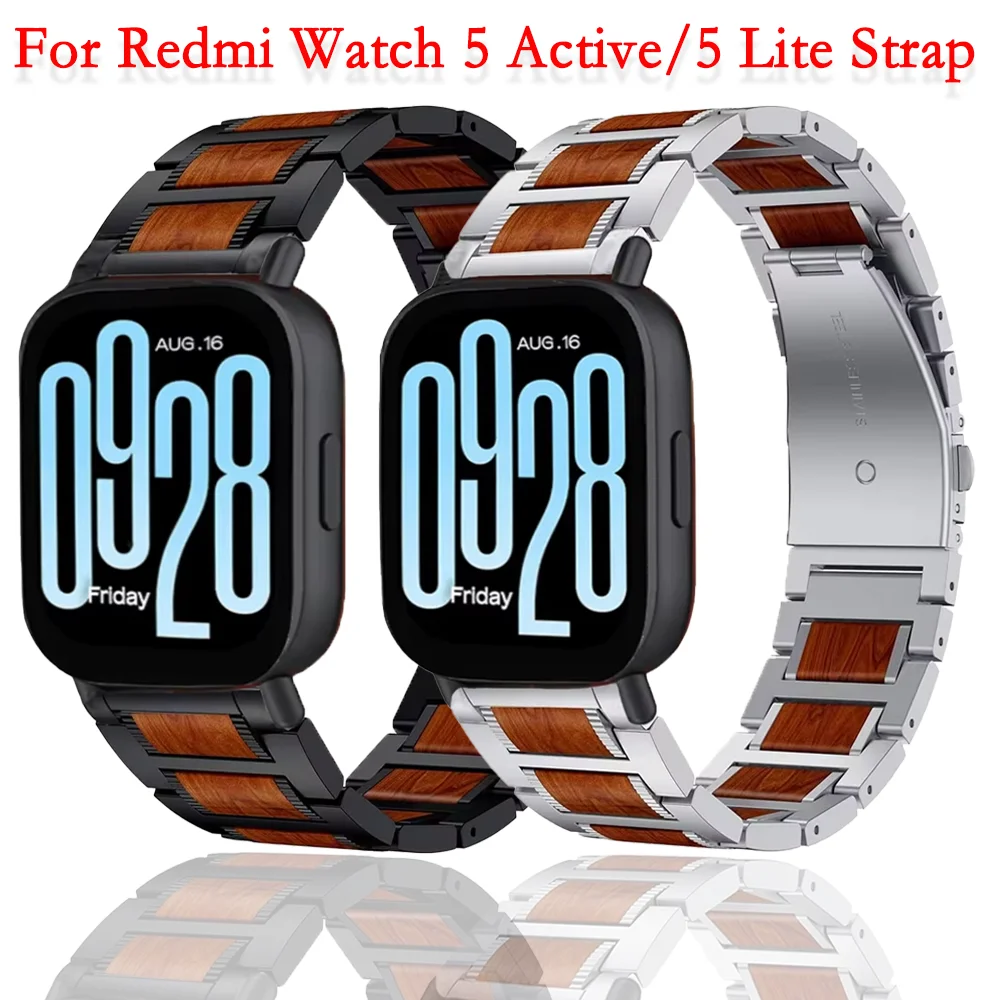 22 مللي متر خشب الورد + حزام الفولاذ المقاوم للصدأ لساعة Redmi 5 Active 5 Lite سوار مريح معصمه ساعة هواوي 4 3 GT5-4-3 46 مللي متر