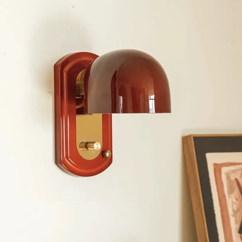 Vintage Orange Glass Wall Sconce Medieval Style Indoor Lighting for Bedroom Bedside Hallway Entryway Retro American Decor