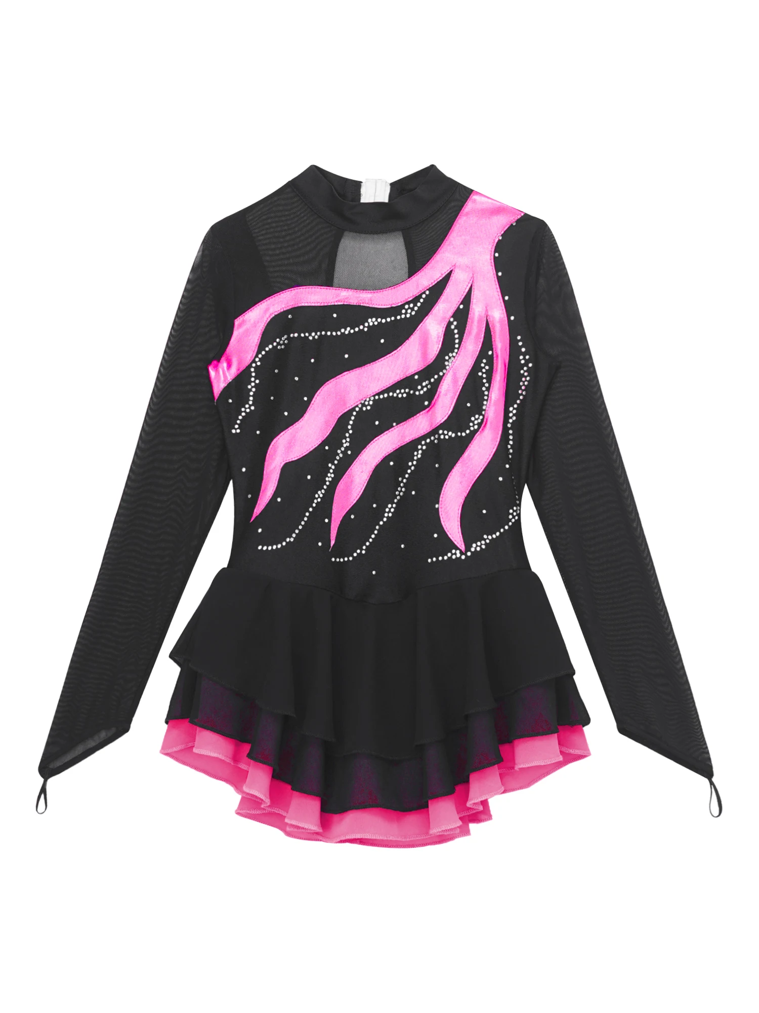 Child Girls Ballet Gymnastics Leotard Rhinestone Figure Ice Skating Dress Ballroom Dance Costume Training Performance Clothing