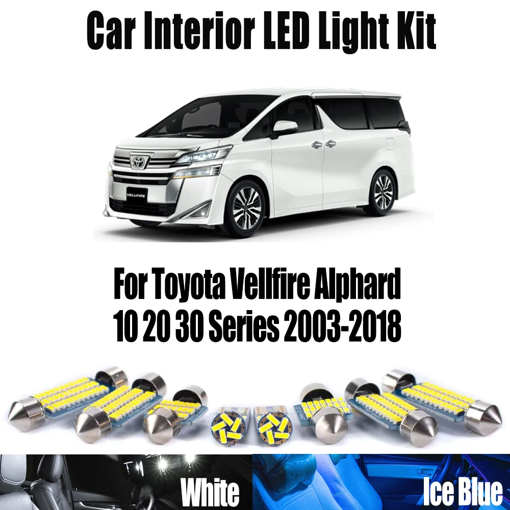 Canbus لتويوتا Vellfire ألفارد 10 20 30 سلسلة 2003-2018 LED الداخلية خريطة قبة جذع القراءة لمبات طقم إضاءة اكسسوارات السيارات #1