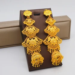 New Fashion Dubai Long Tassels Earrings African Dubai Gold Color Drop Earrings For Women Pendant Stud Earrings Wedding Jewellery