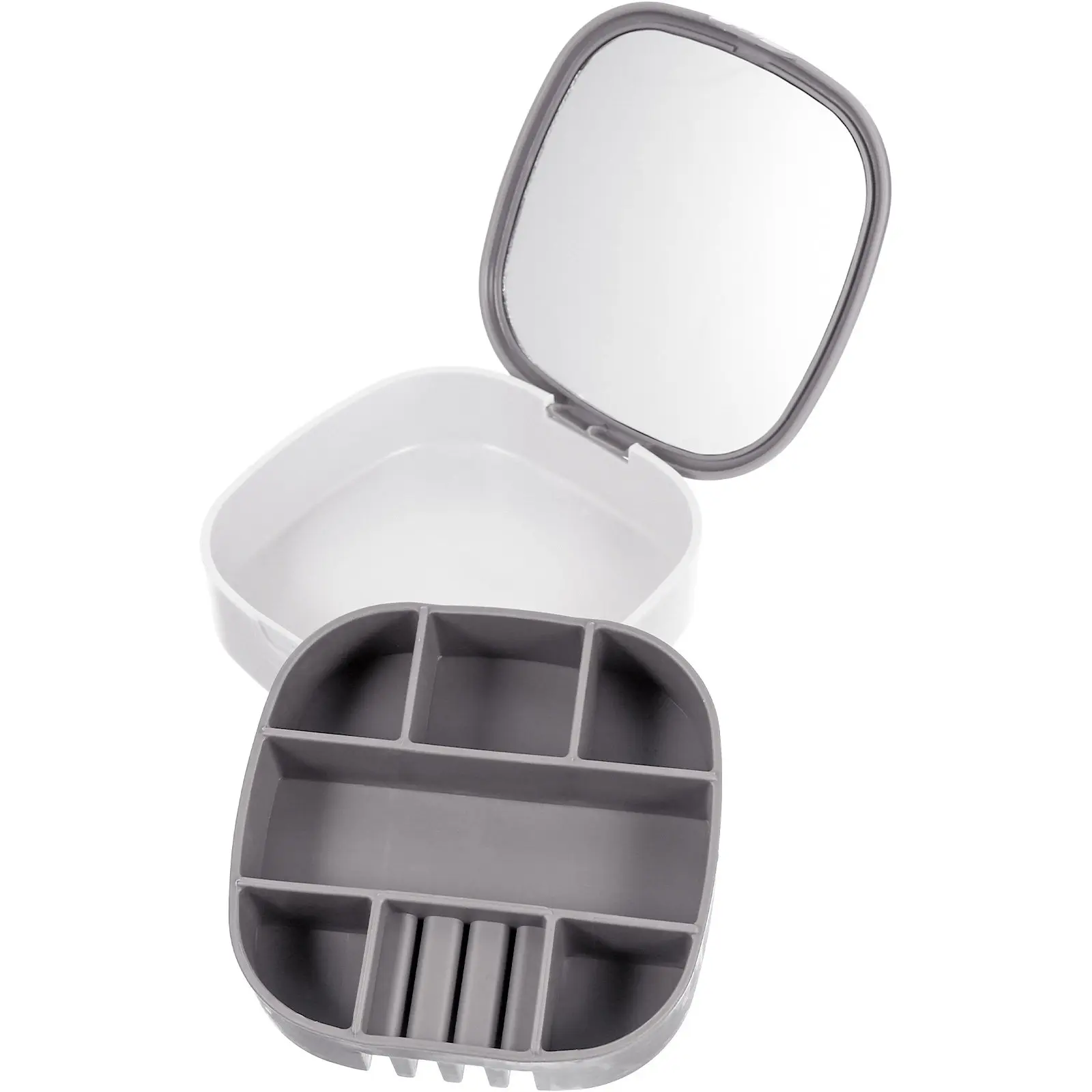 

Маленькая шкатулка для украшений с зеркалом, портативный дорожный органайзер для сережек, колец, ожерелий, браслетов, хранения косметики, подарок для женщин, из искусственной кожи