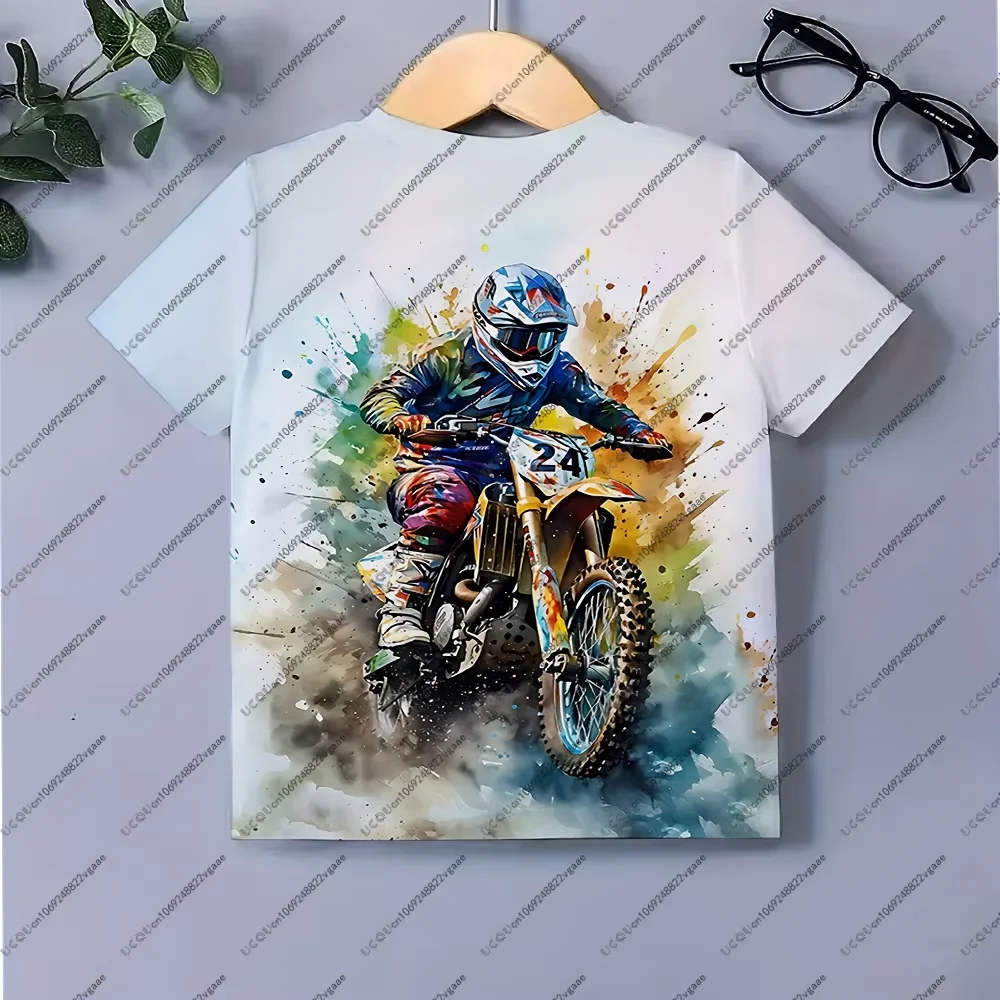 Estate Uomo Bambino Regalo Maschio Top Flame Tee Casual Ragazzi Abbigliamento sportivo traspirante T Shirt Top Moto Moto MoTo Racing Car Jersey