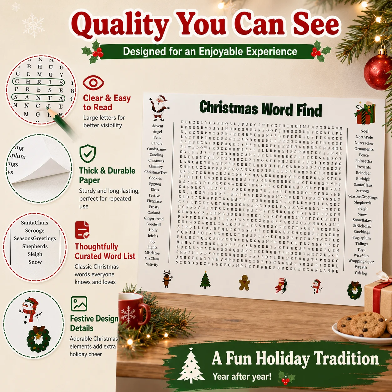 1 Pc Christmas Word Find Poste - Party Games Pc review and price