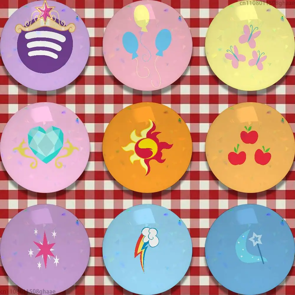 

M-My-L-Little-P-Pony 25mm 75mm 44mm 58mm 32m Coin Badges Personalized Handmade Round Brooches Pins Accessory