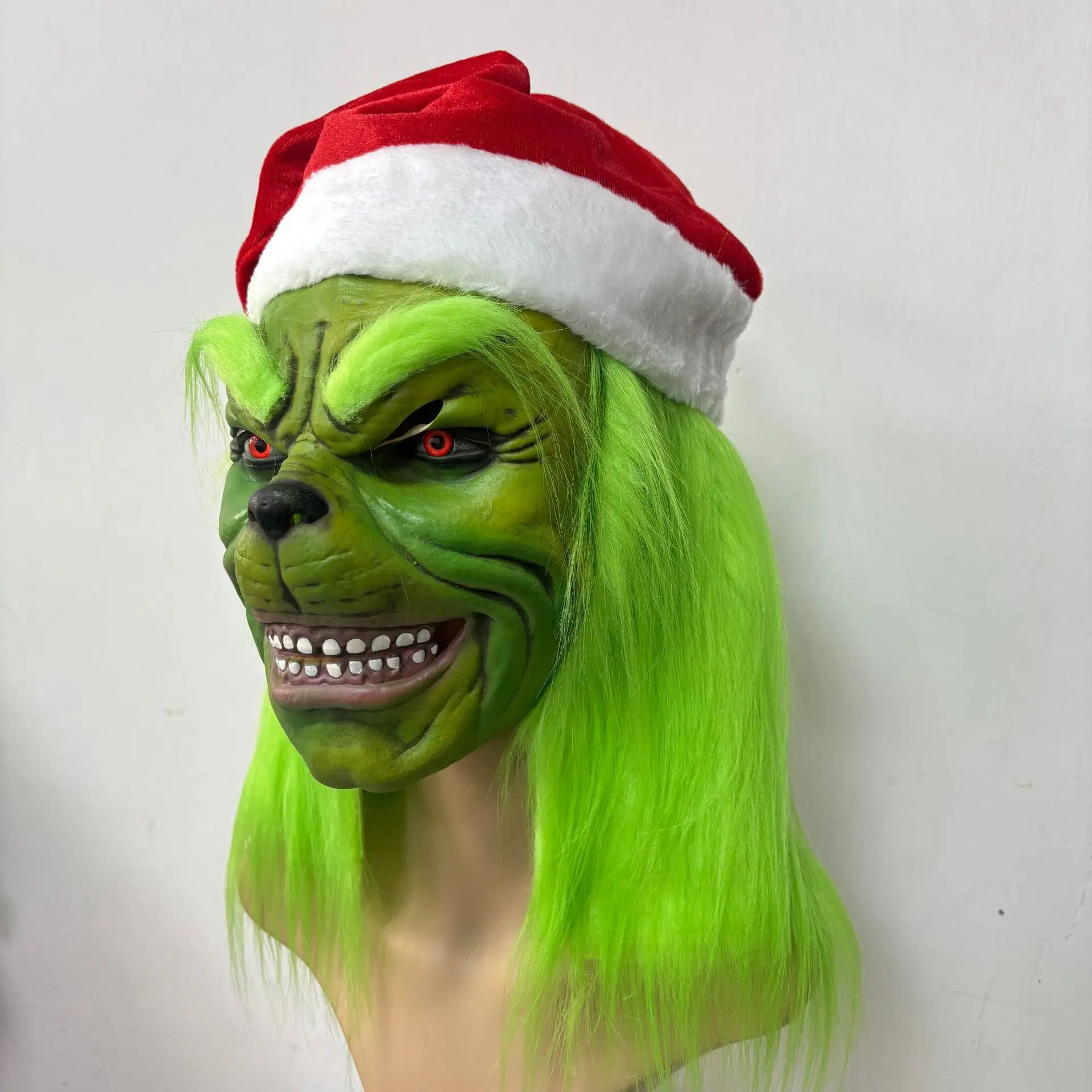 Die Weihnachts-Cosplay-Maske, Weihnachtskostüm-Latexmaske für Erwachsene, grüne Cosplay-Kostümmaske – Detail 5