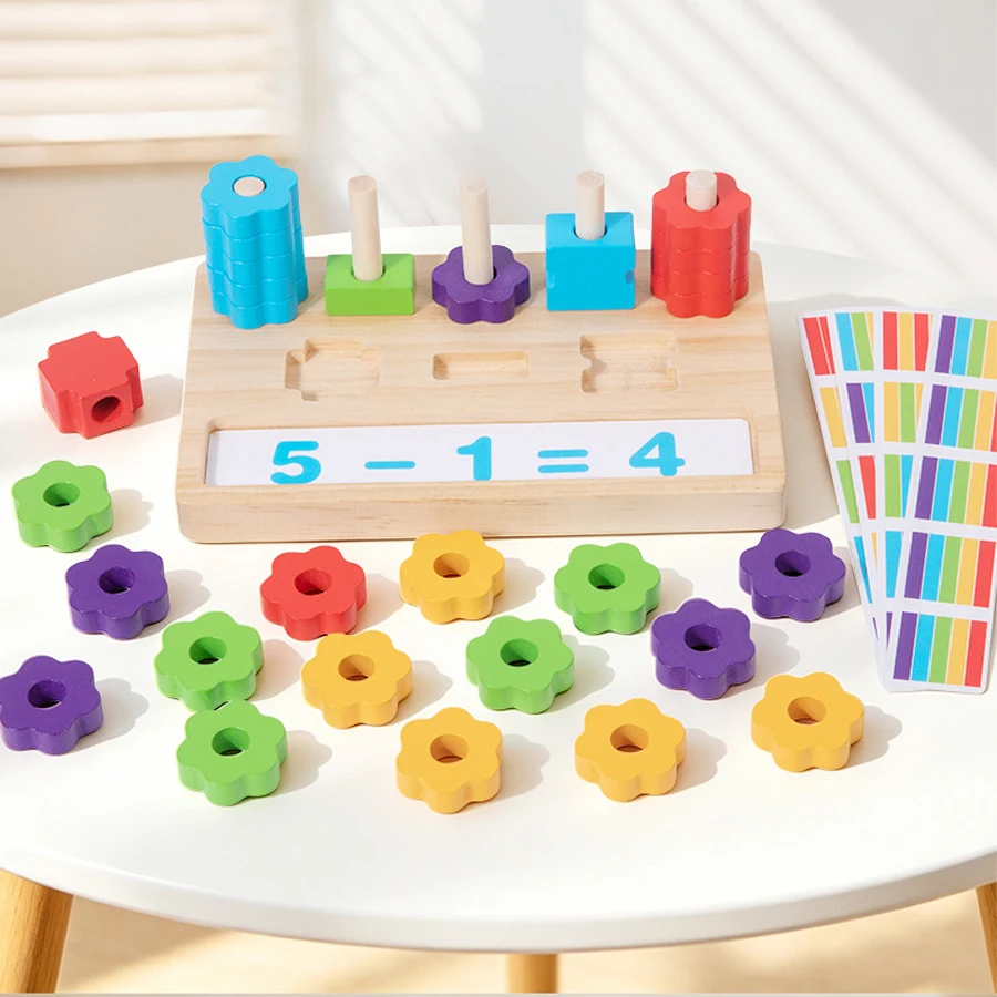 

Wooden Color Counting Stacking Toy Kids Math Learning Sorting Matching Educational Montessori Fine Motor Skill Toy