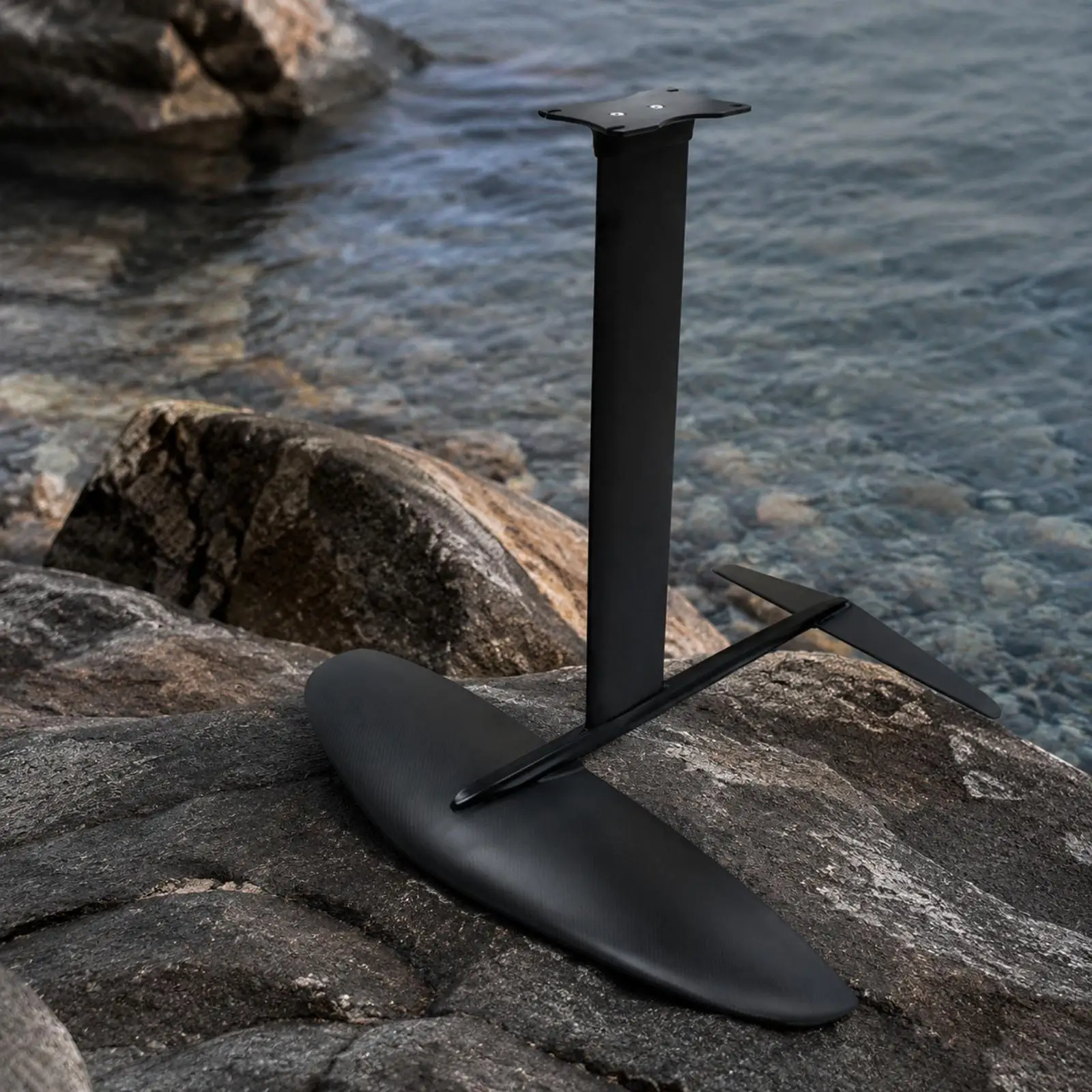 Carbon Fiber Hydrofoil Surfing Board with Inflatable Wing and Viewing Panels for Stable Glide