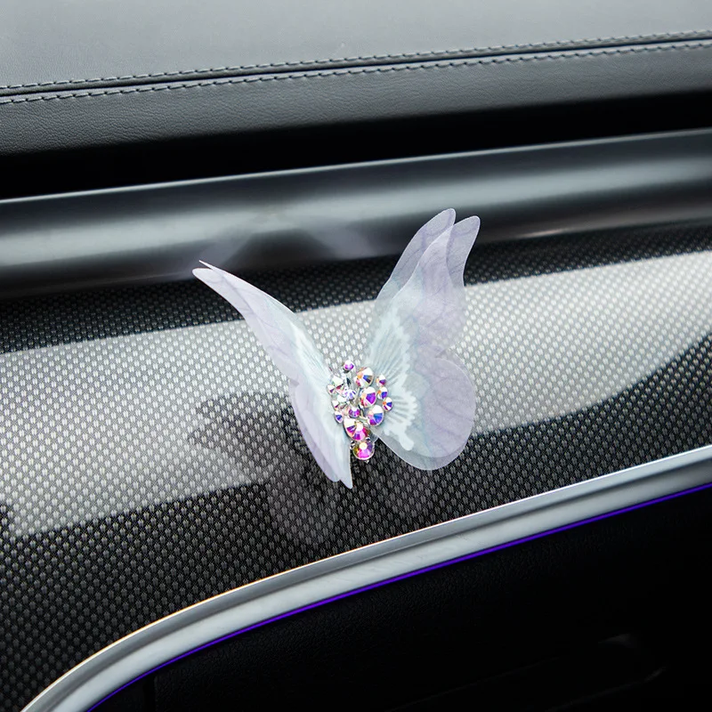 1pc Paste Style Moving Butterfly Car Center Console Air Outlet Decoration Car Ornament Healing Series Interior Decoration