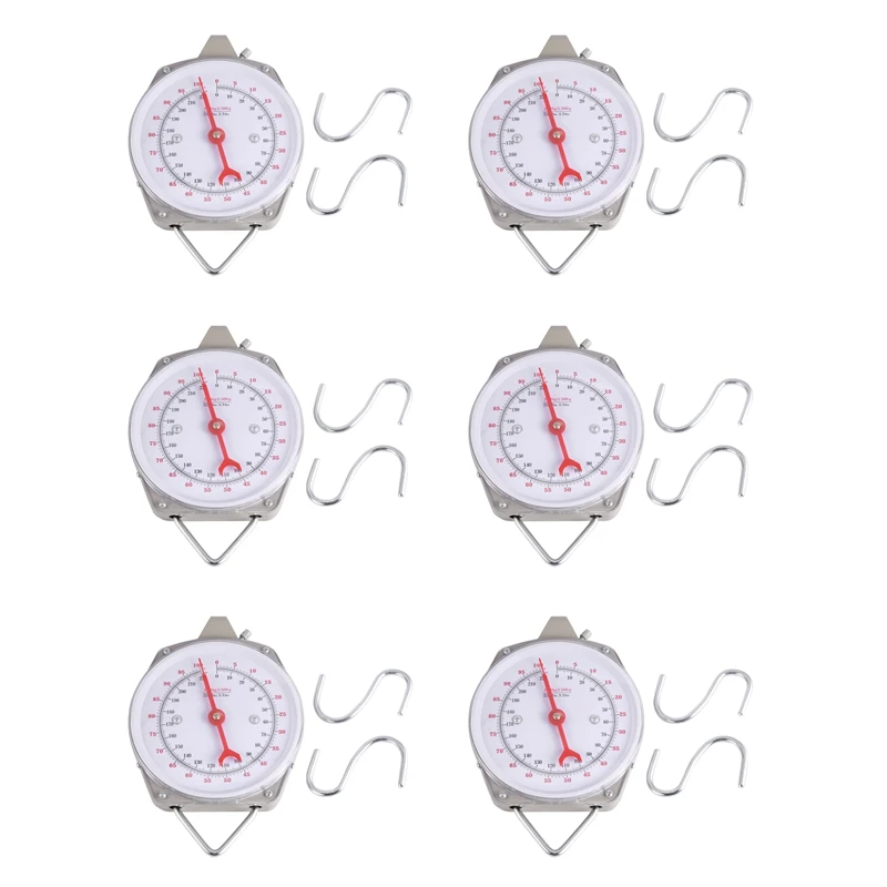 100Kg 220Lbs Hanging Scale Capacity Alloy Mechanical Hanging Scales With 12 Hook