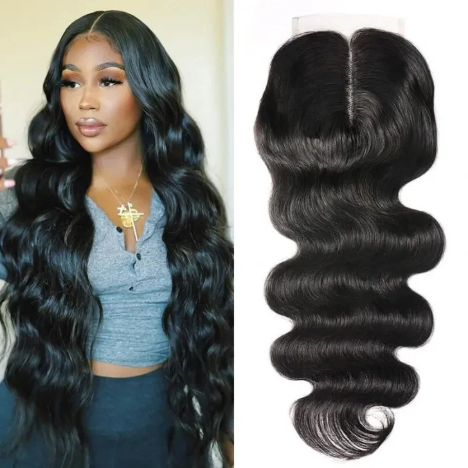 Hd Transparante Body Wave Vetersluiting 4X1 Vetersluiting Menselijk Haar T Deel Lace Braziliaanse Remy Haar Diepe krullend Haar Pre Geplukt