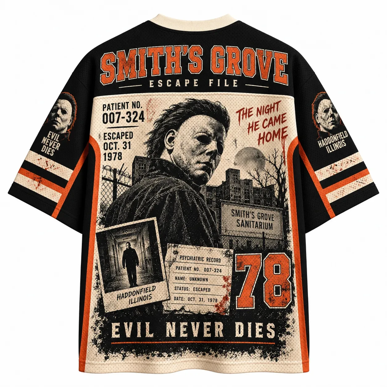 2026 Halloween Horror Character Retro Hockey Jersey, 3D Print V Neck Short Sleeve Sport Shirt, Gothic Unisex Streetwear Top