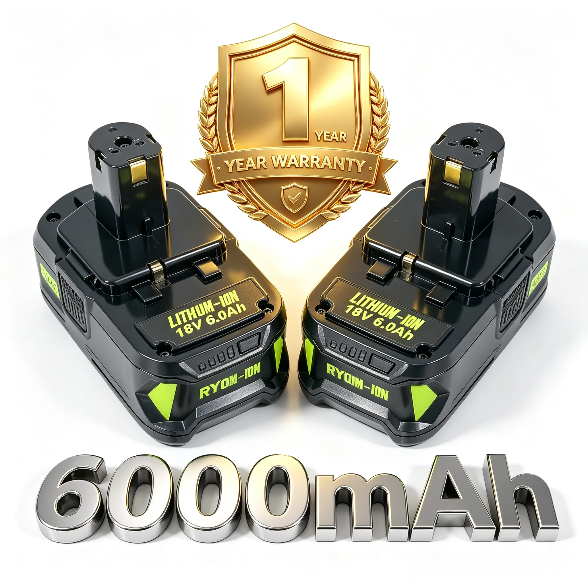 1/2PCS 6000mAh P102 Replace for Ryobi 18v Li-on Battery Pin P104 P105 P108 P109 Compatible with 18Volt Cordless Power Tool