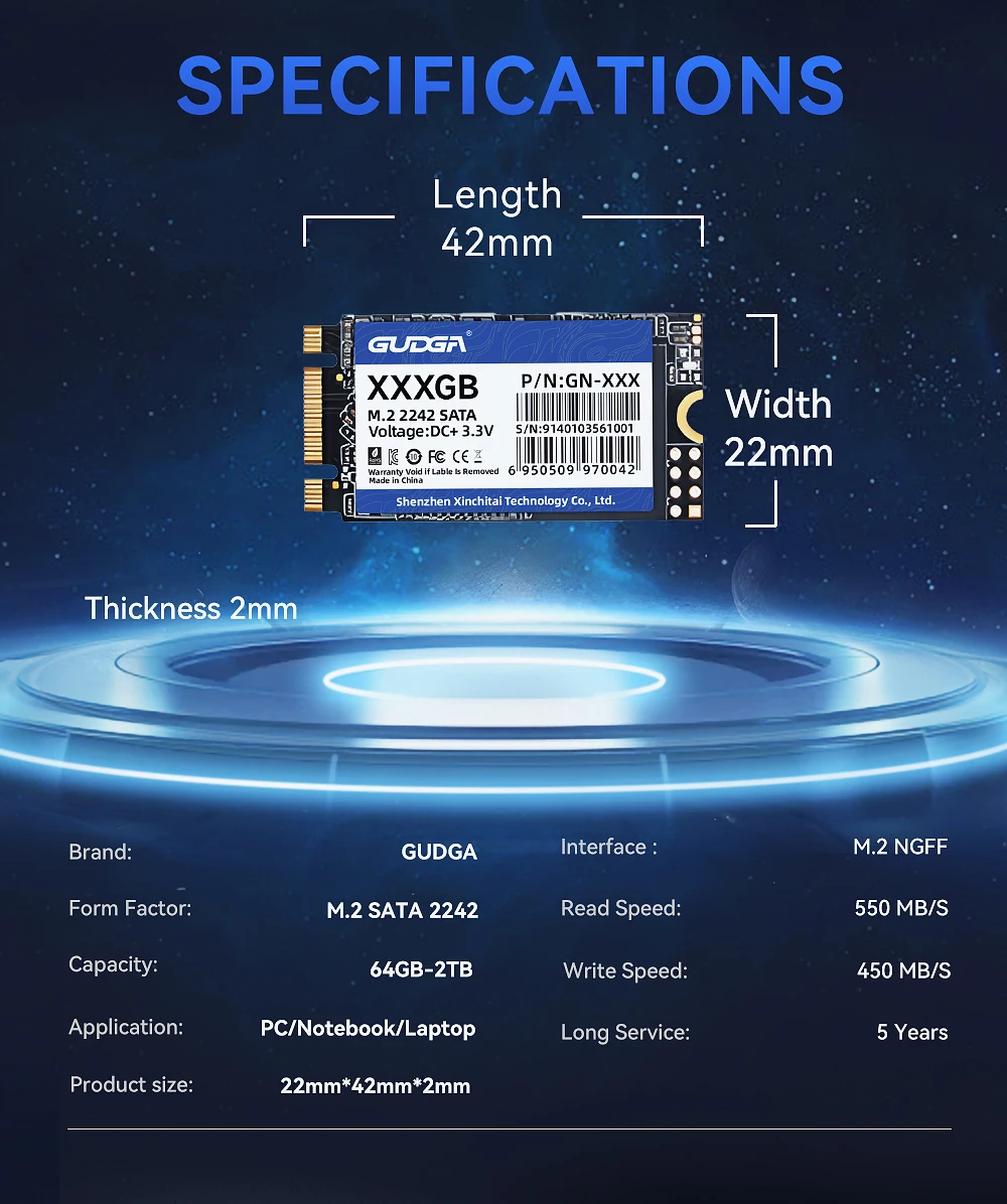 GUDGA SSD 240 go M2 128 go 500 go SATA 1 to NGFF M.2 SSD 2242 2280 256 GO à 1 TO M.2 512 GO SSD Disque dur Interne pour Ordinateur