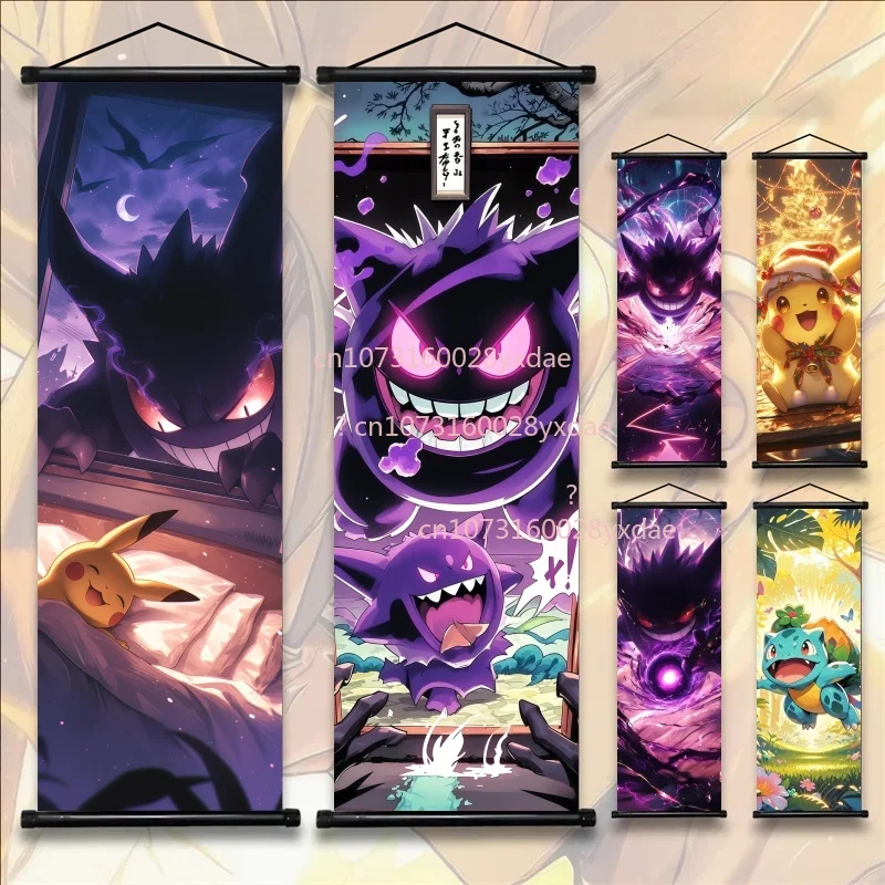 

Японский классический мультфильм, аниме, Покемон, Генгар, Пикачу, высококачественная художественная роспись на свитке, подходит для декора гостиной, детские подарки