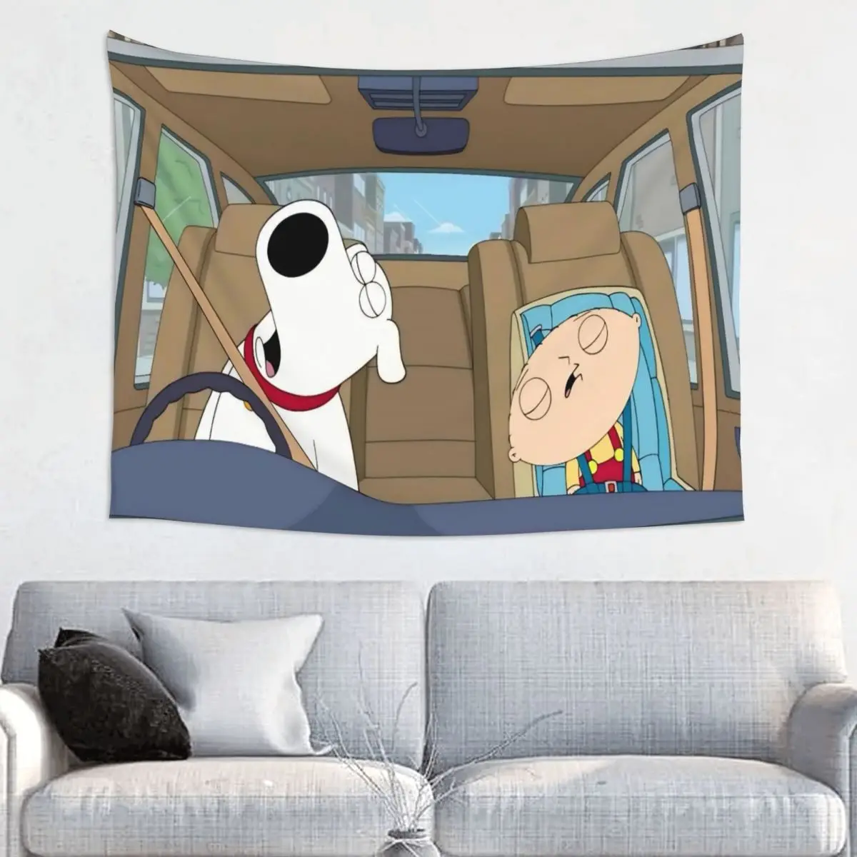 Familys Guys Anime Tapestry Bohemian Polyester Wall Hanging Stewarts Brian Dog Drive Wall Decor Curtain Retro Wall Tapestry
