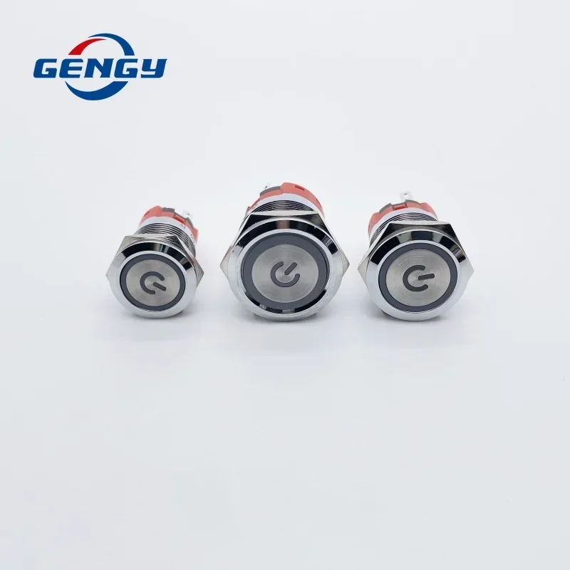 1pc 12/16/19/22mm Waterproof Metal Push Button Switch LED Light Momentary Latching Car Engine Power Switch 5V 12V 24V 110V 220V