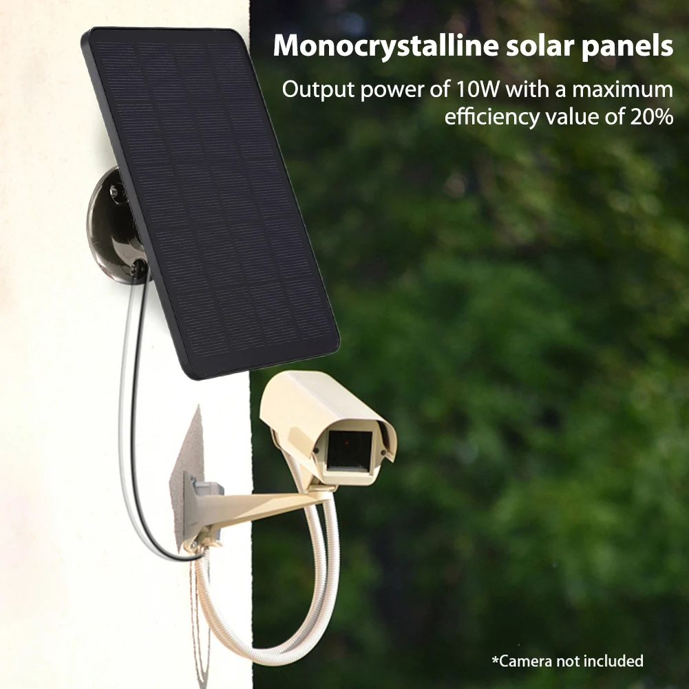 Panel Solar de 10W y 5V, soporte ajustable 360, cargador de cámara de seguridad IP monocristalino, soporte de pared para cámara de timbre inteligente