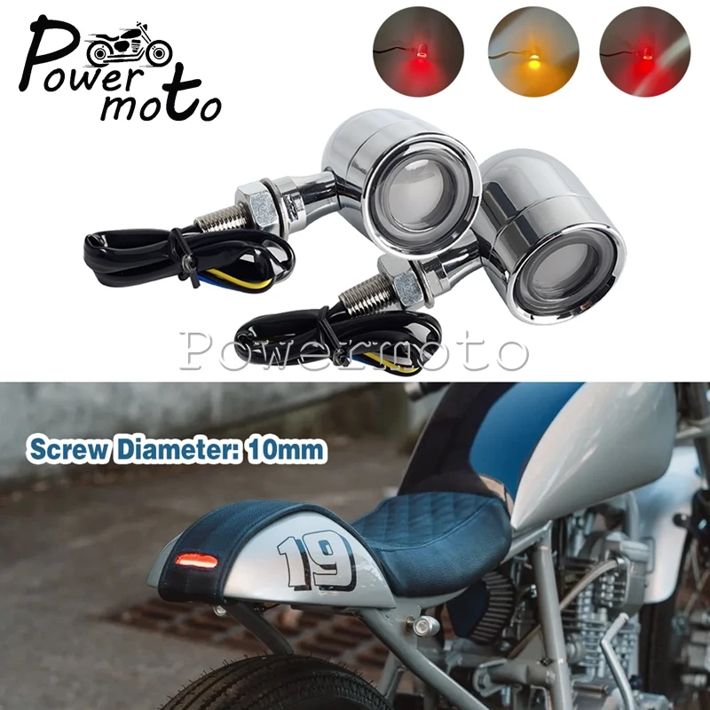 

Motorcycle 10mm LED Turn Signal Lamps For Harley Honda Yamaha Suzuki Aluminum Amber & Red Turning Indicators Brake Light Blinker