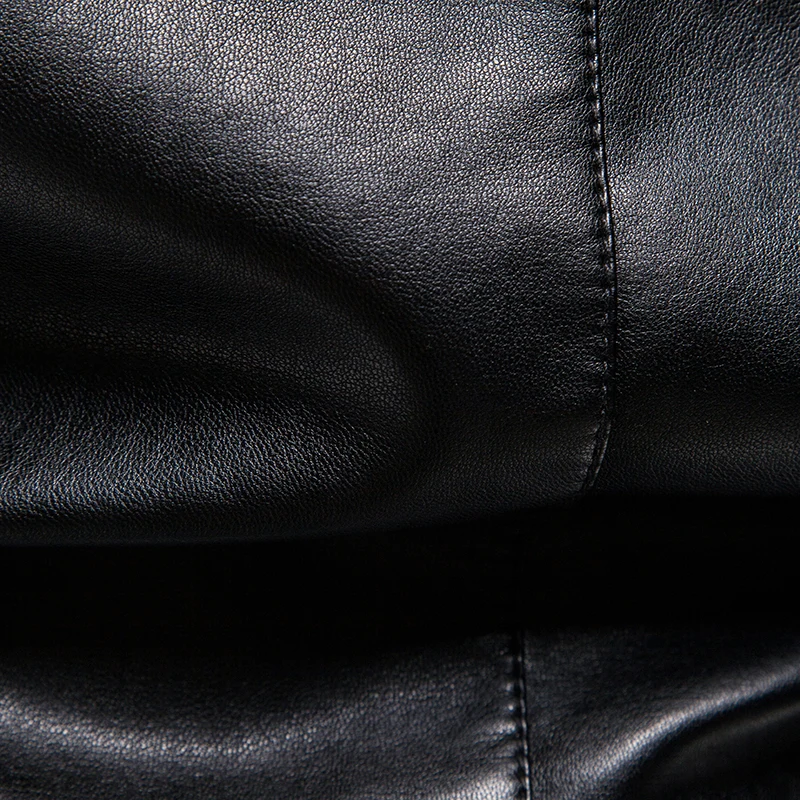 سترة دراجة نارية من الجلد TRAF للرجال ، ياقة مستقيمة عتيقة ، جاكيت جلد غير رسمي مقلد ، طراز بريطاني وسيم ، اتجاه جديد #5