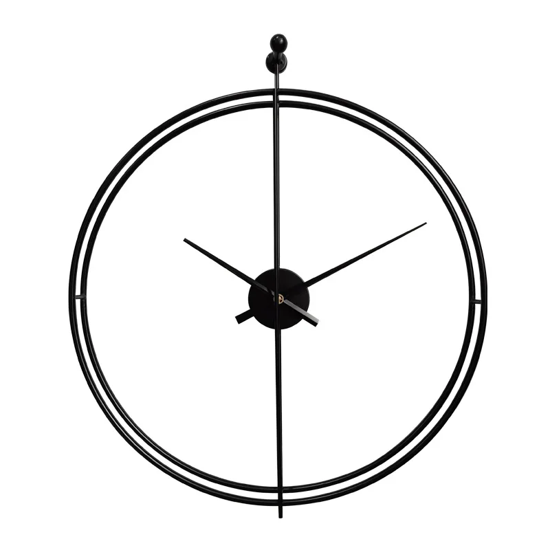 Jam dinding besi setengah lingkaran kreatif, hotel ruang tamu kamar tidur jam dinding lampu Nordik mewah dekorasi rumah jam dinding