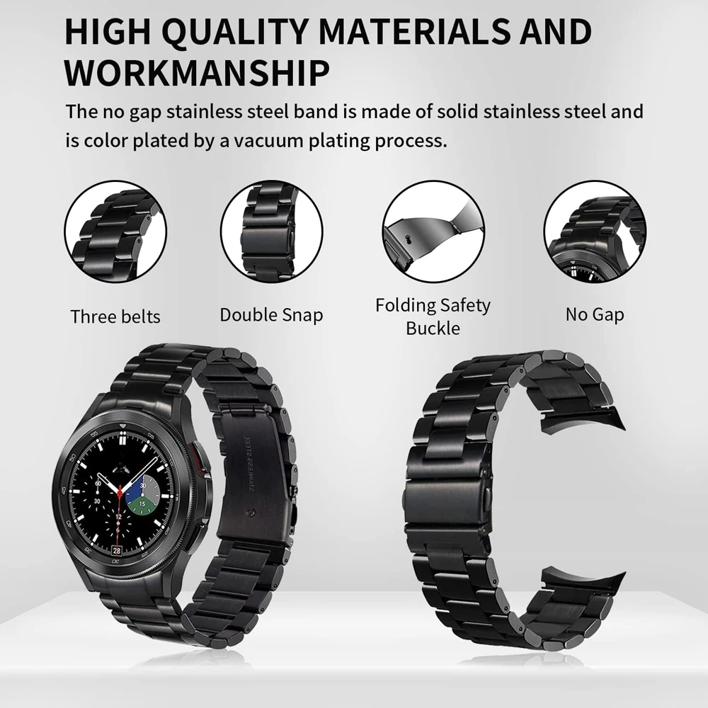 Curved End Band For Samsung Galaxy Watch 6 5 Pro 45mm 4 Classic 43 47mm 42 46mm 40 44mm No Gaps Stainless Steel Bracelet Correa