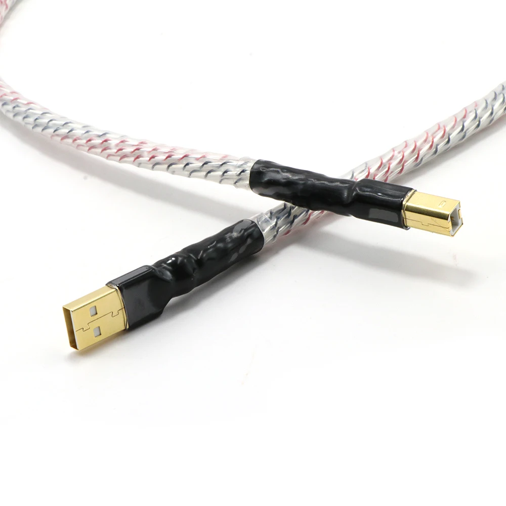 Hifi Valhalla occ Silver Plated USB Cable type A to Type B Data Cable For DAC