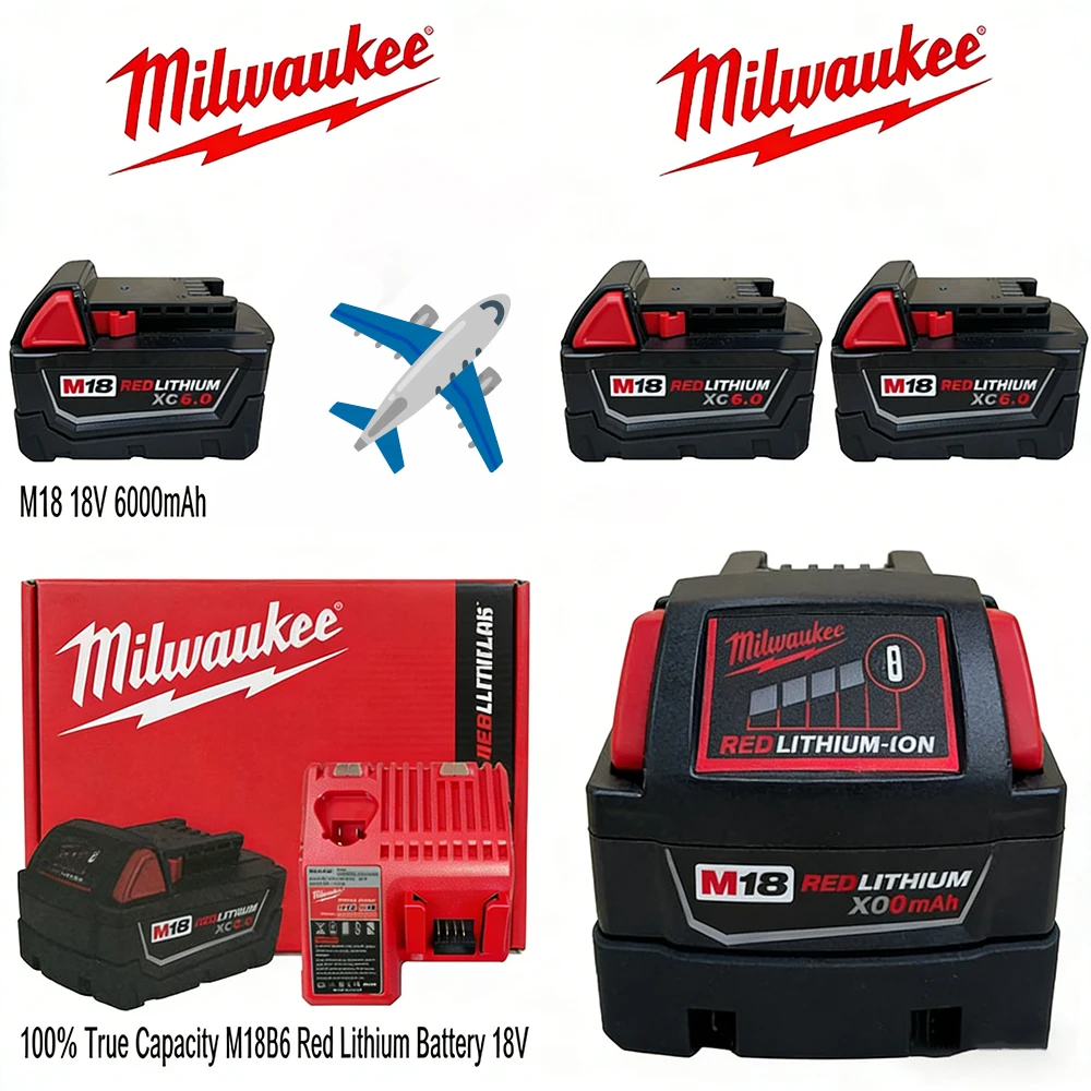 

Milwaukee 18V Genuine Battery 6Ah Fit for M18 Cordless Tools 2615-20 2629-20 2641-20 2701-20 & 48-11-1840 48-11-1820 Battery