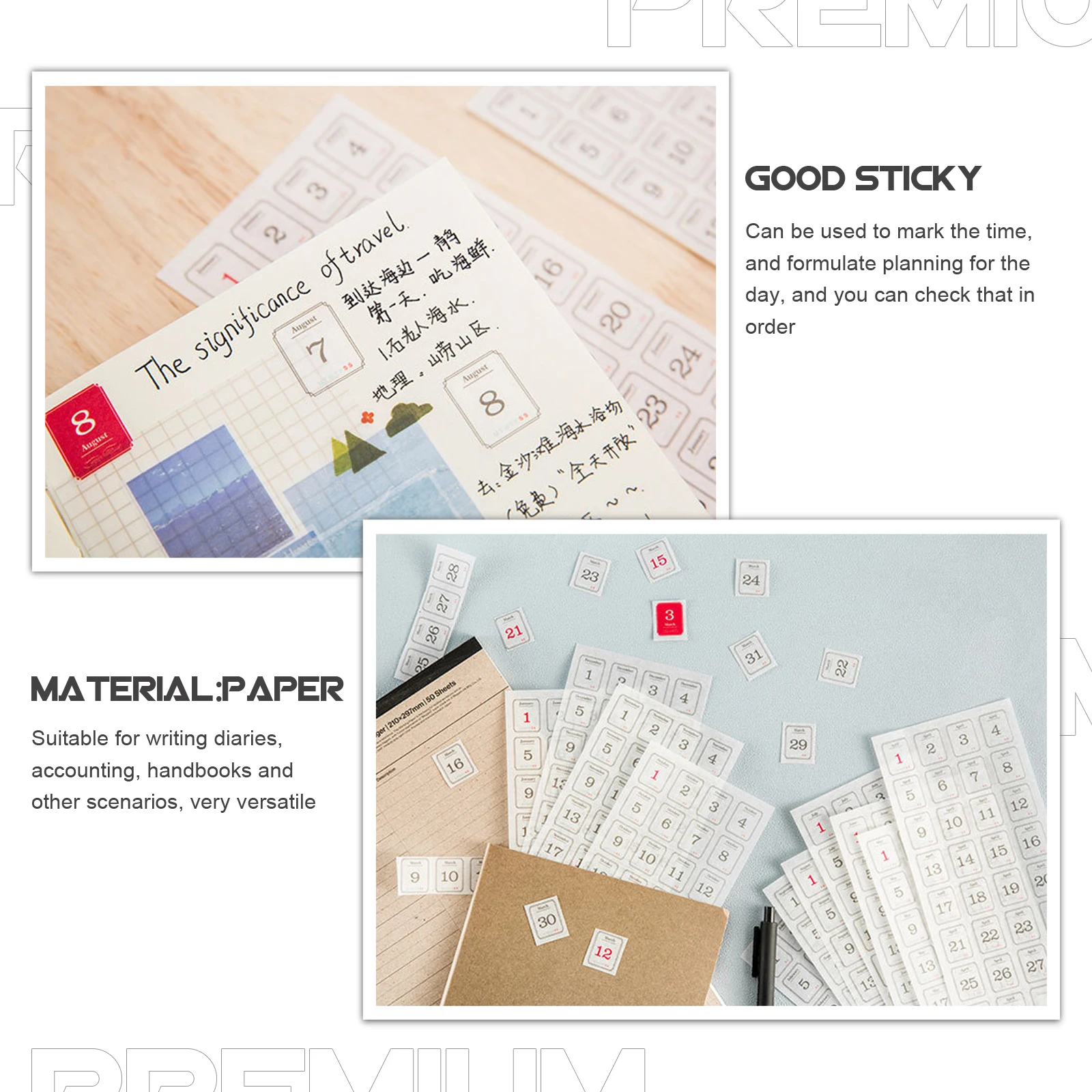 

Date Label Sticker Planner Stickers Calendar for Adults Kids School Office Journaling Diary Paper Household Tabs Accessories