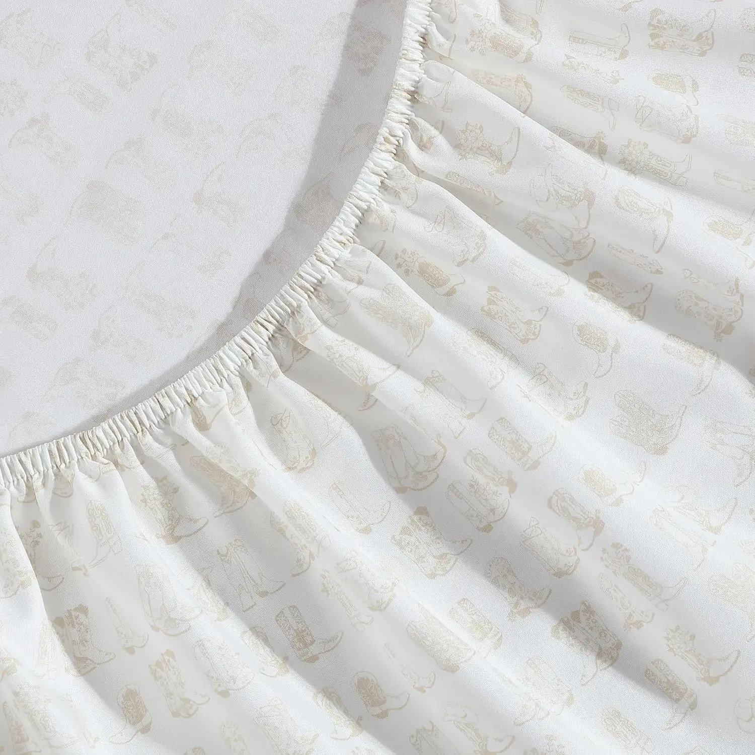 4-Piece Queen Line Dance Beige Sheet Set - Wrangler Ultra-Soft Wrinkle-Resistant, Deep Pockets, Matching Fitted Sheet