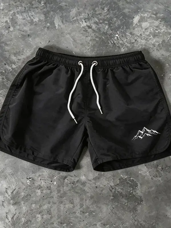 

Quick Dry Compression Sports Shorts Men's Beach Fitness Quick Dry Breathable Elastic Waist Short Length Polyester Fiber