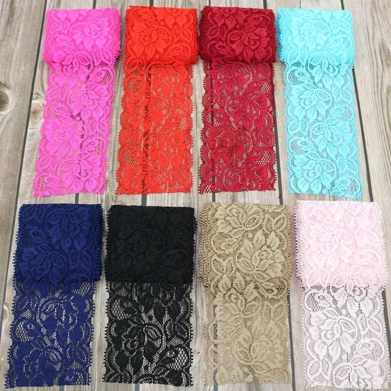 65 مللي متر مطاطا شريطة من الدانتيل النسيج الملابس والاكسسوارات DIY بها بنفسك الحرف المواد هدية أسود أبيض بيج كحلي أزرق وردي أحمر رمادي