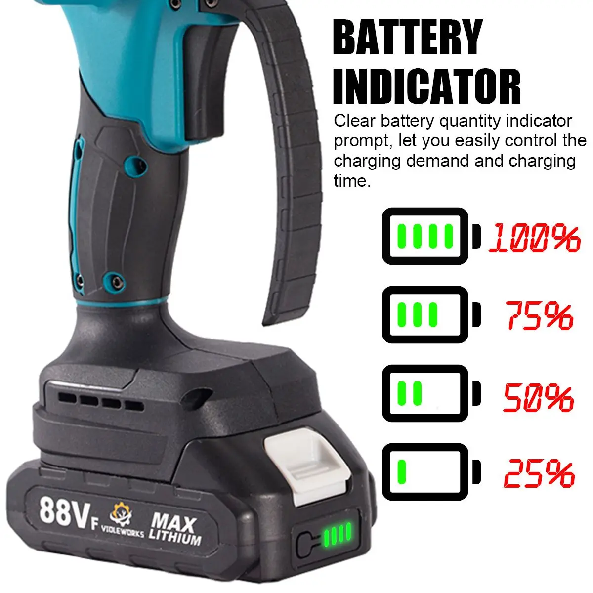 1200W 4 Inch 88VF Electric Saw Mini Chain Saw Battery Power Display Rechargeable One Handed Wood Cutter For Makita 18V Battery