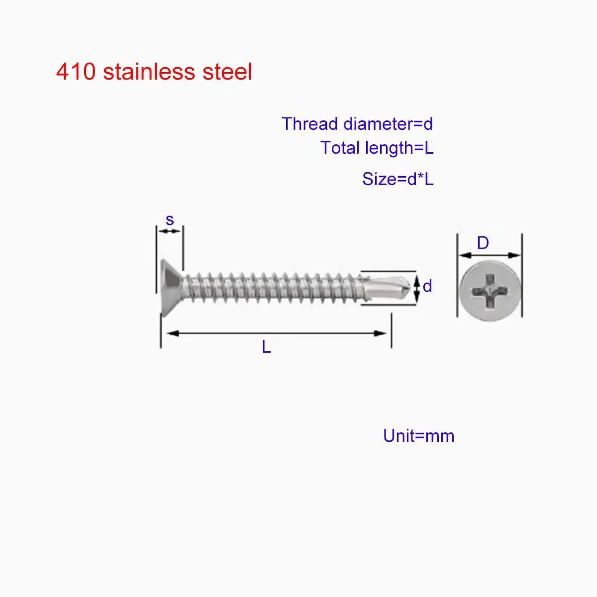 

410 Stainless Steel Cross Flat Head Self Tapping Dovetail Thread M3.5M5.5M6.3