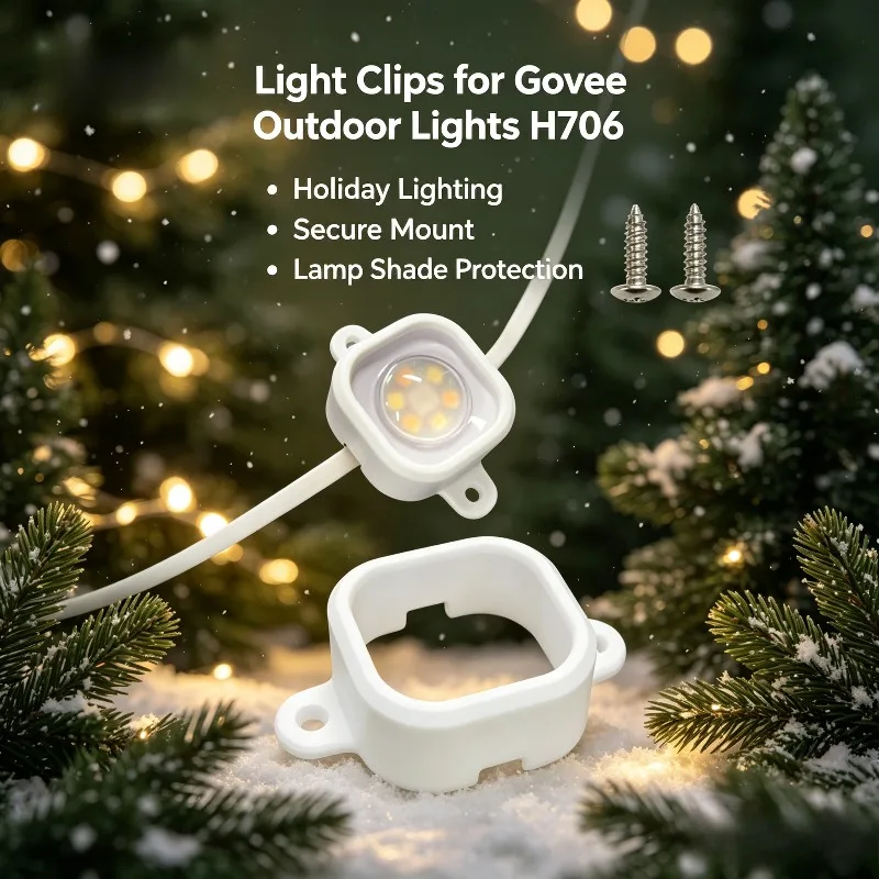 55Pcs Weatherproof LED Light Clips with Screws, Brackets Compatible with H706 & H806 Series, Pro Outdoor Christmas Holiday Light