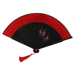 Abanico plegable de seda Vintage con patrón de flores japonesas chinas para mujer, abanicos de mano para baile G6KA