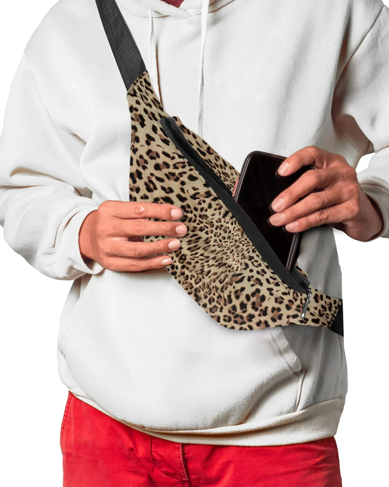 Leopard Textur Männer Brieftasche Frauen Hüft tasche Gürtel tasche Geldbörse große Telefon Gürtel tasche Brieftasche Tasche im Freien wasserdichte Banane Hüft taschen