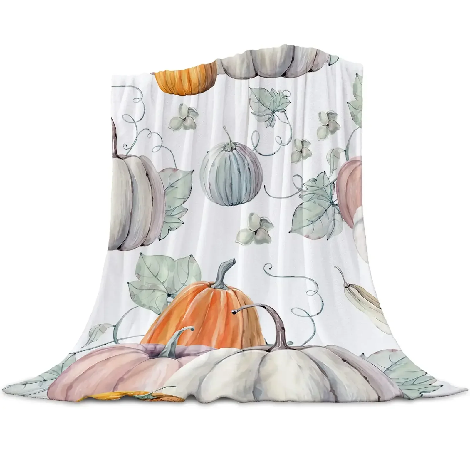 Halloween Throw Blanket Lantern Pumpkins with for Sofa Bed Couch Chair or Dorm Super Soft Lightweight King Queen Size Candy Corn