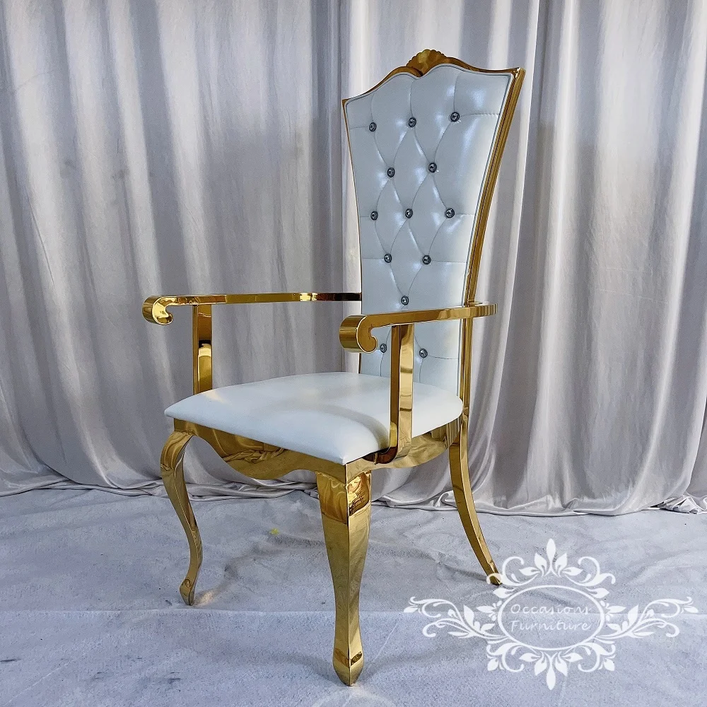 Golden Stainless Steel Wedding Arm Bride and Groom Chairs