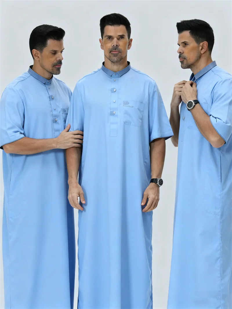 

Мужская мусульманская одежда для Рамадана и Ид: джубба, тоба, кафтан, арабская роба, дубайская абайя, даджа, дишдаша, гаун с коротким рукавом.