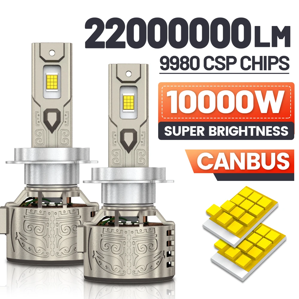 

22000000LM H7 LED Canbus Car Headlight High Power 100000W H4 H11 H8 H1 HB3 9005 HB4 9006 9012 HIR2 LED 6000K Fog Light 12V